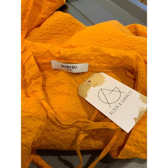 Marysia Orange Hooded Tie Neck Cover-Up Top, Size S - Picture 7 of 7